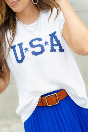 Versatile Layer Relaxed Wearable USA Ribbed Trim Knit Tank