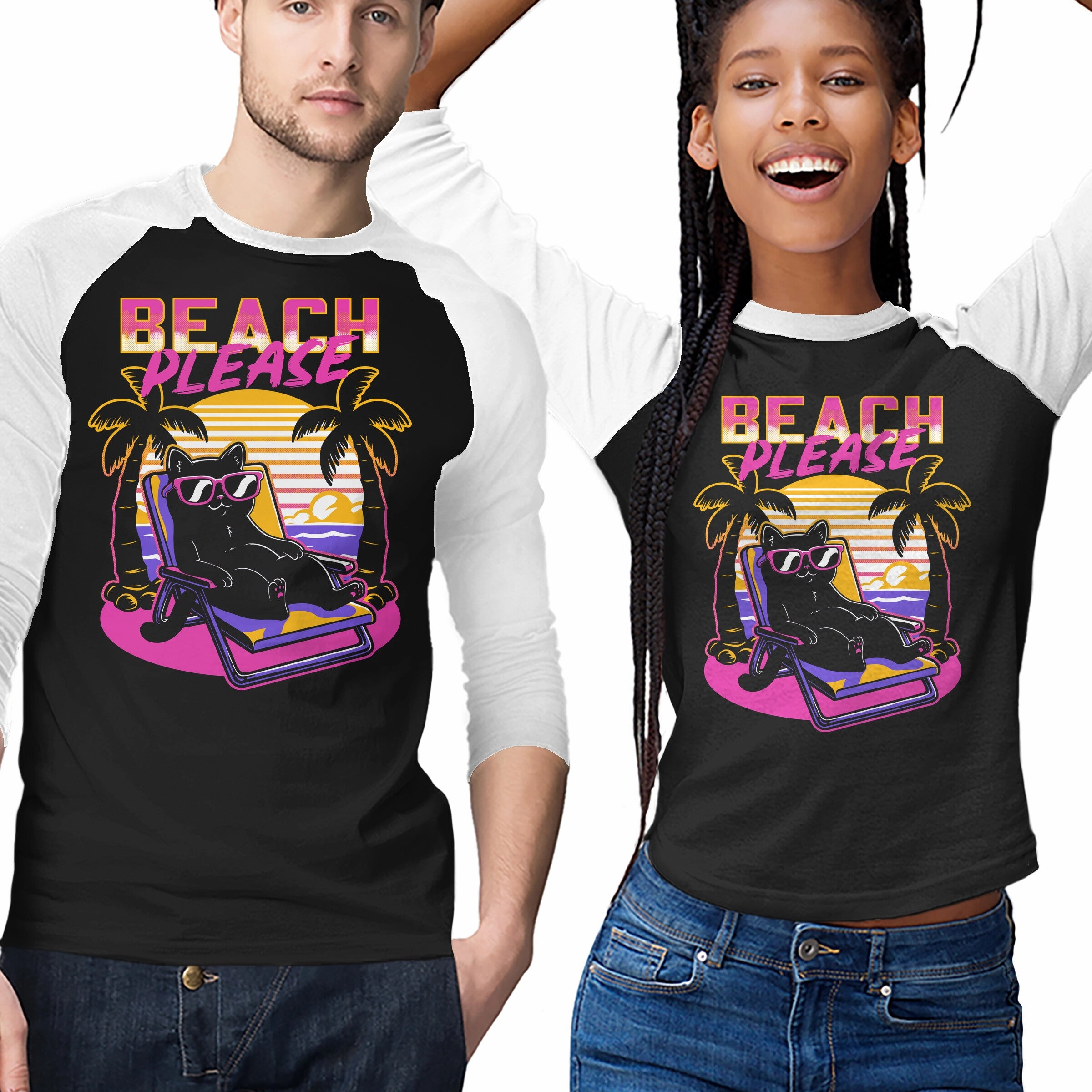 Vaporwave Summer Cat Layered Hem Design