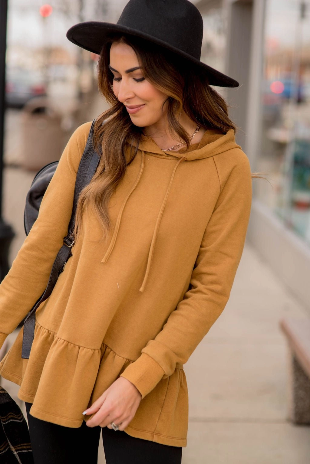 Vibrant Vintage Wash Micro Peplum Hoodie Fashion Trend