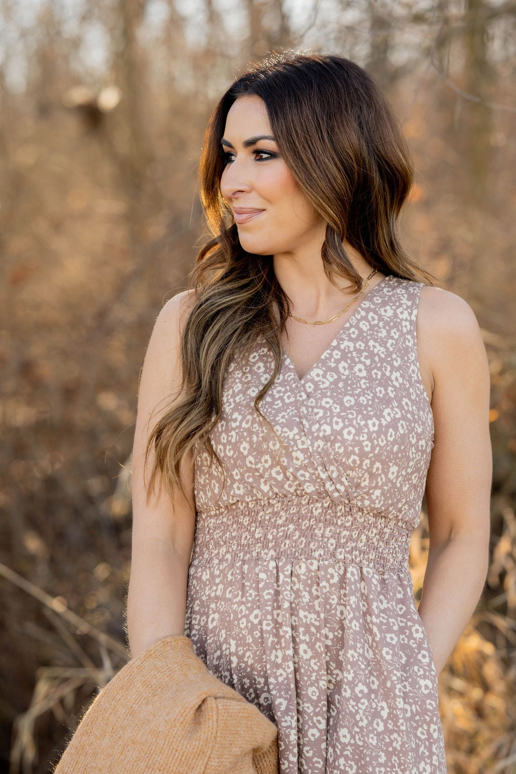 Fitted Mood Ready Glow Vintage Floral Wrap Bottom Midi Dress