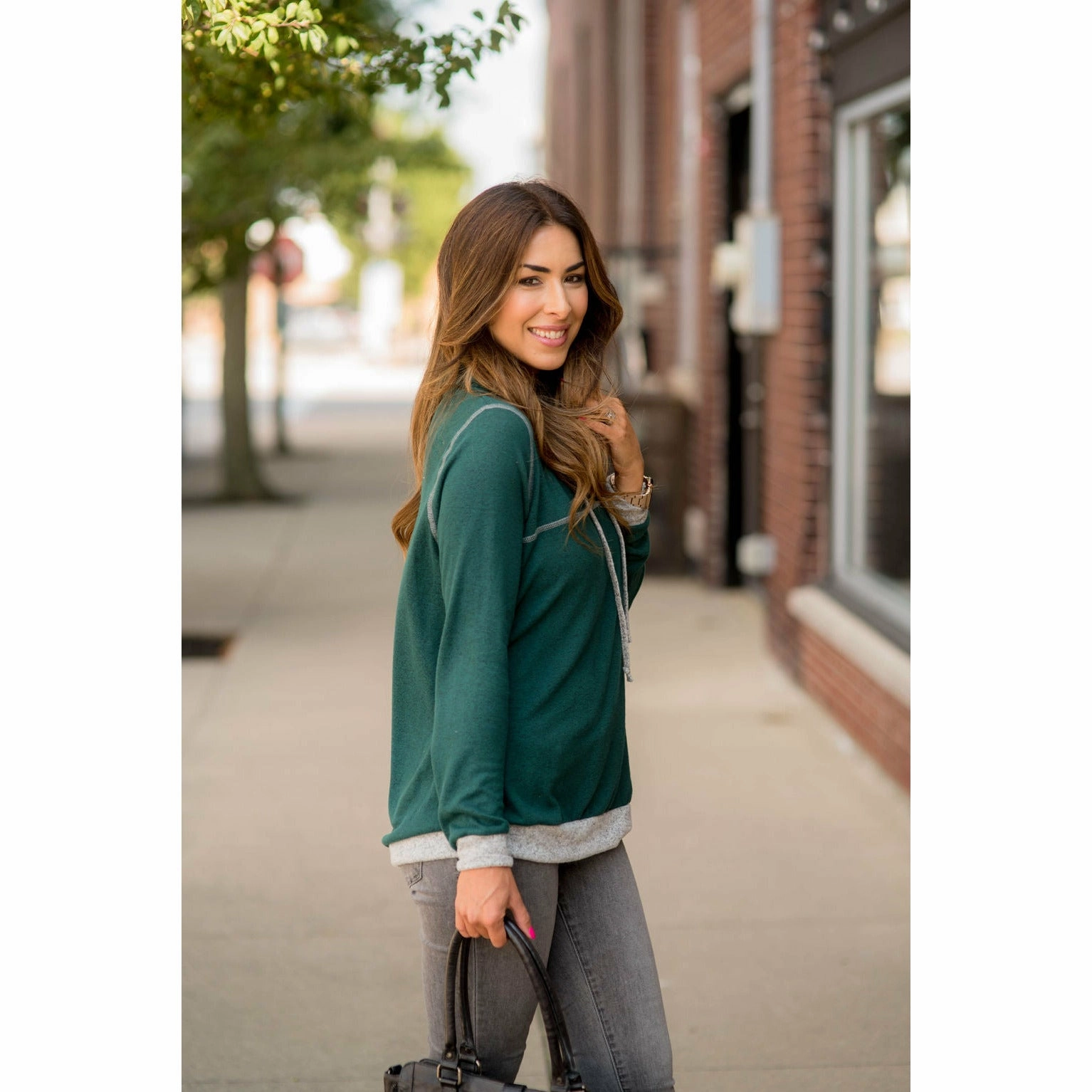 Fresh Sporty Comfy Stitched Cowl Neck Sweatshirt