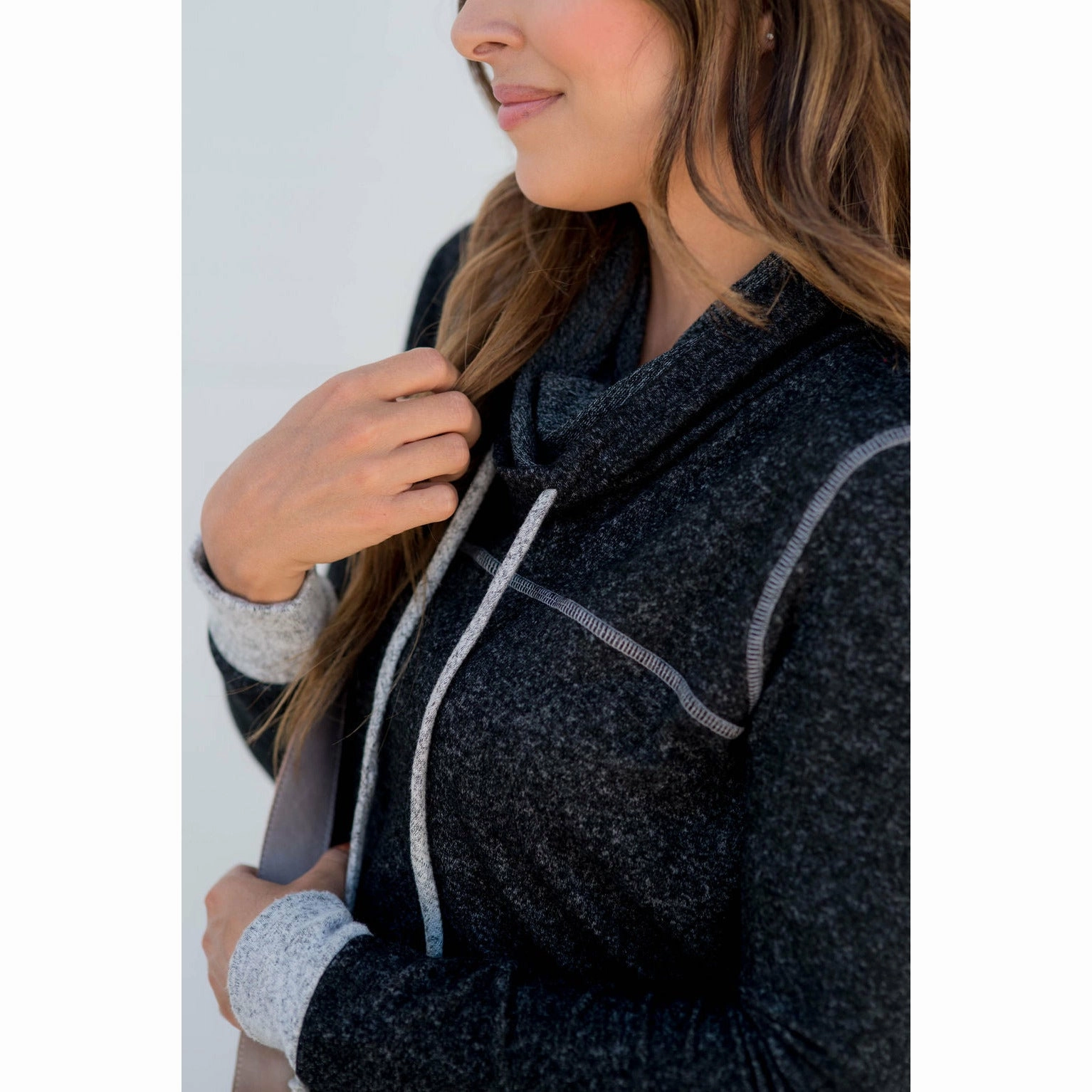 Comfy Stitched Cowl Neck Sweatshirt product gym ready performance product clip convenience