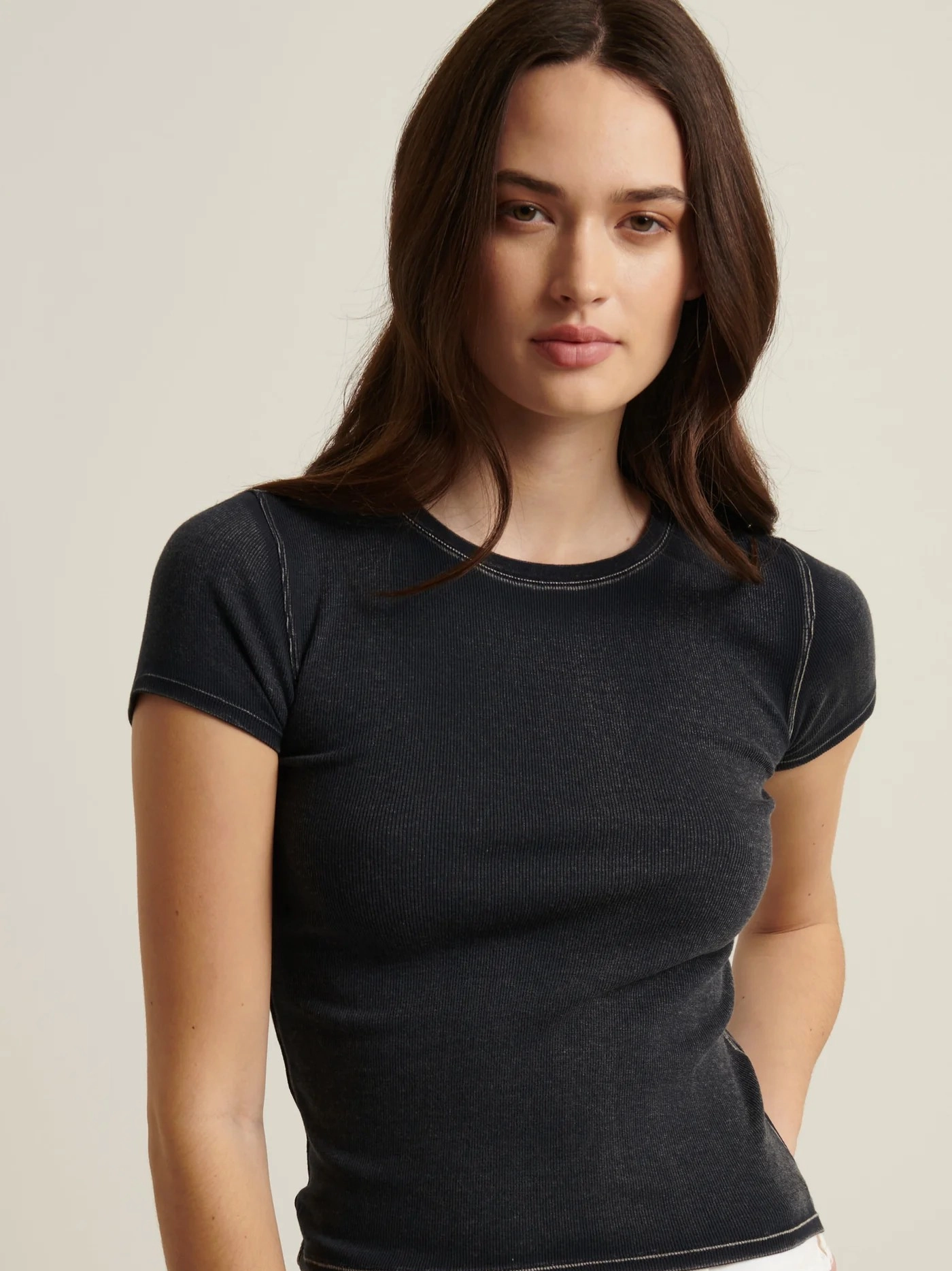 Vintage Wash Pima Cotton Stretch Ribbed Baby T-Shirt StretchKnit