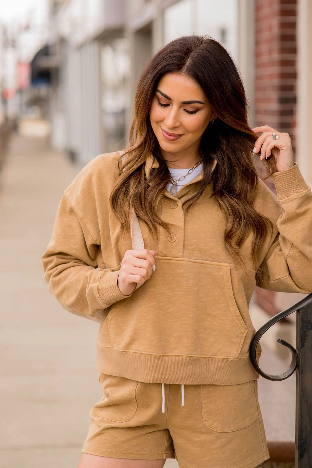 Ombre Abstract print Vintage Wash Slub Pocket Accent Pullover