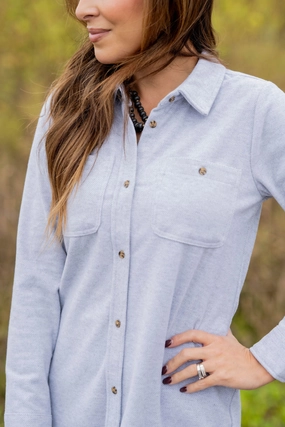 Stylish Chill Piece Tear Resistant Vintage Washed Corded Tunic Shacket