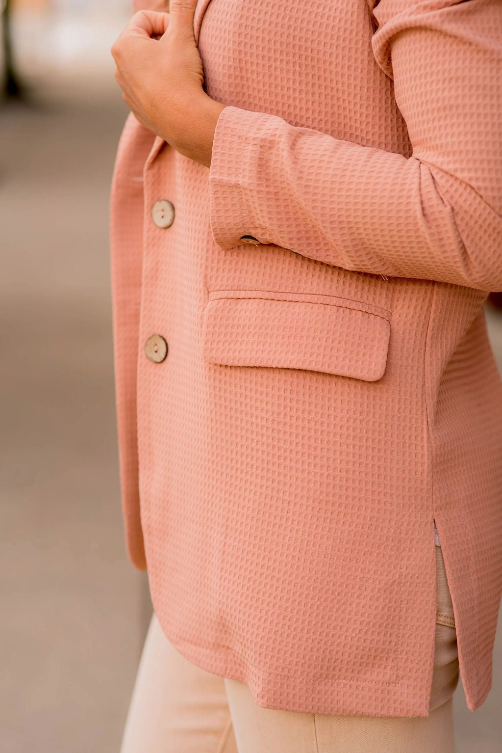 Waffled Side Slit Blazer Light Pack Option