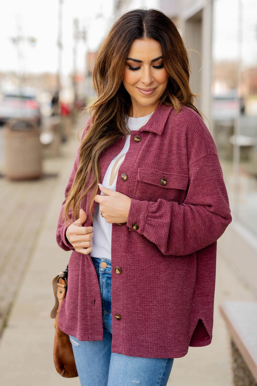 Tailored Cut Woven Textured Shacket