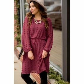 Soft Design Swiss Dot Puff Sleeve Dress