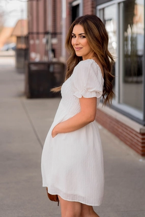 Subtle Striped Ruched Top Dress Chilly Wear Soft Design