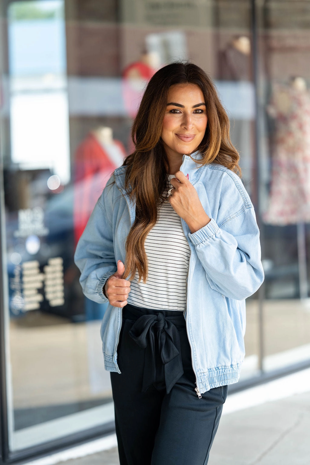 Chambray Bomber Jacket Weekend Casual