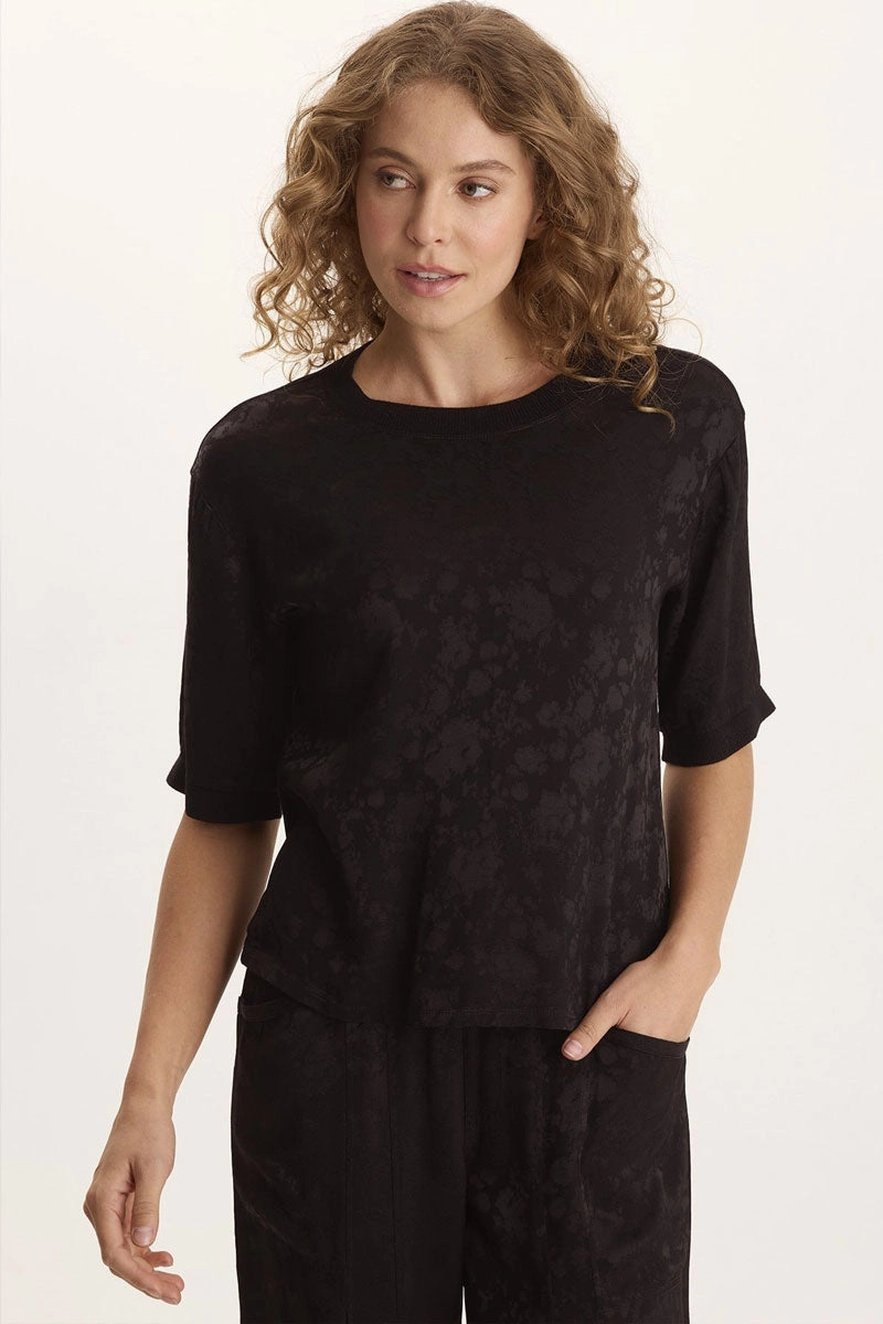 semi-formal style Chic Fit XCVI Chelan Textured Satin Top