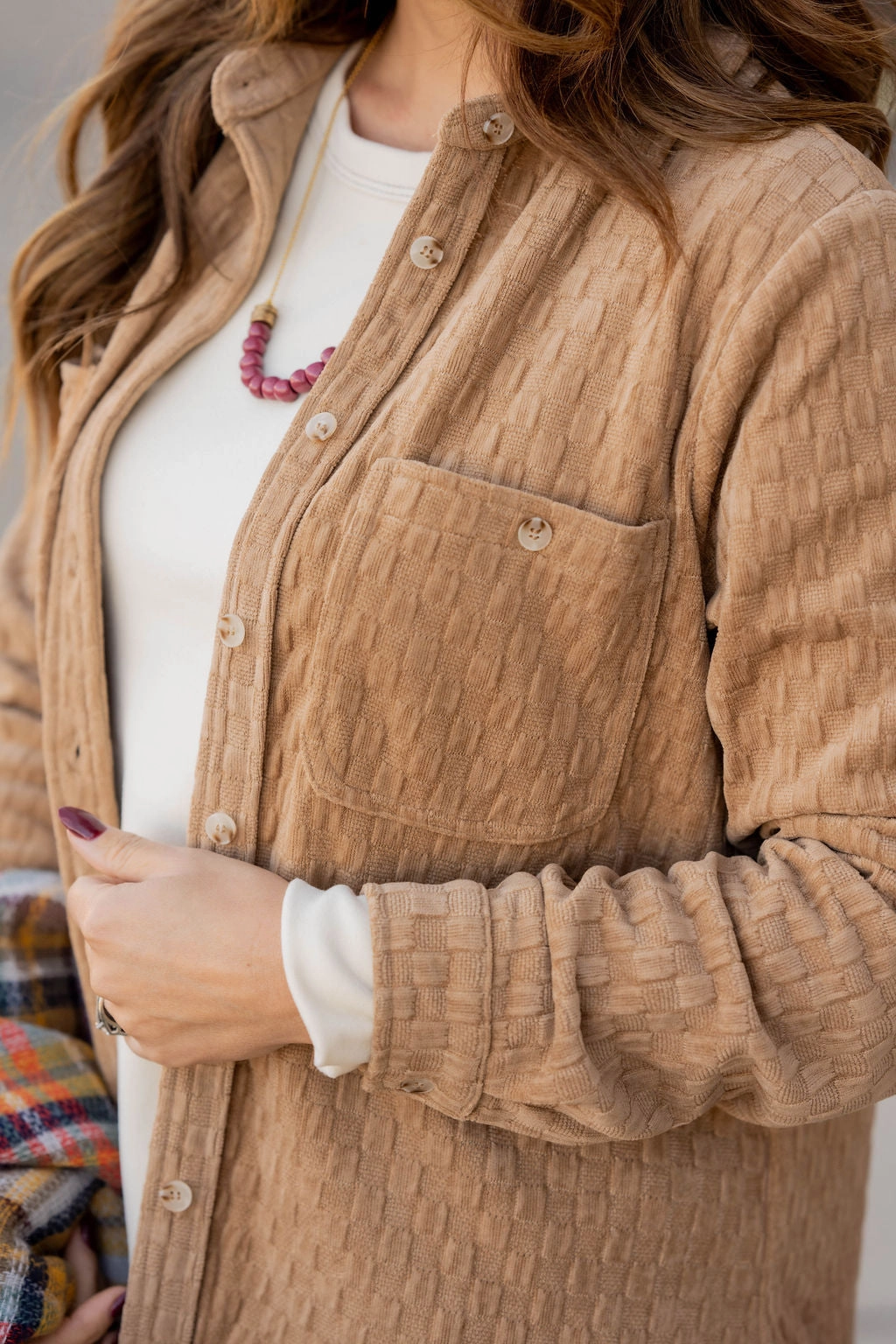 Comfy Fit Subtle Checkered Shacket