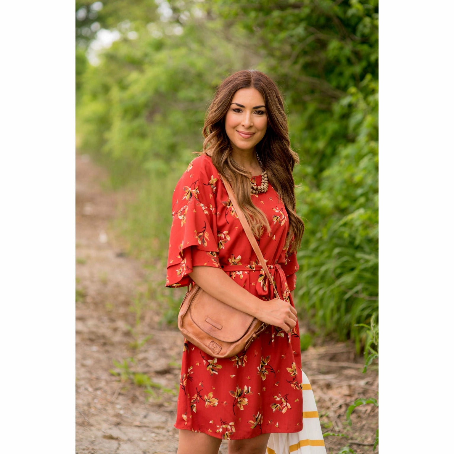 Floral Layered Sleeve Dress Light Aesthetic