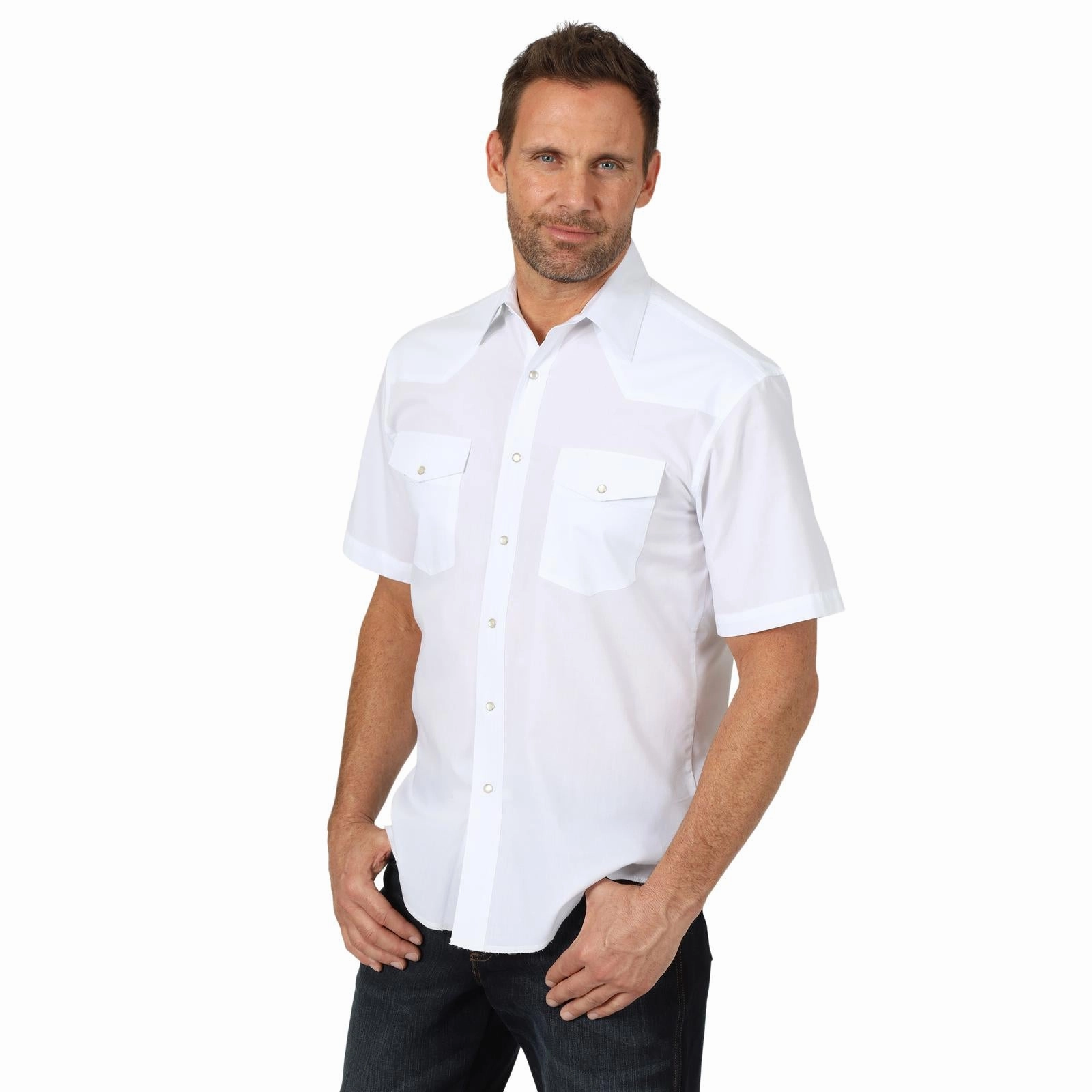 Fashionable Pick Wrangler Men??s Sport Shirt-White