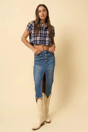 Drawstring closure Maternity Friendly FRONT SLIT MIDI SKIRT