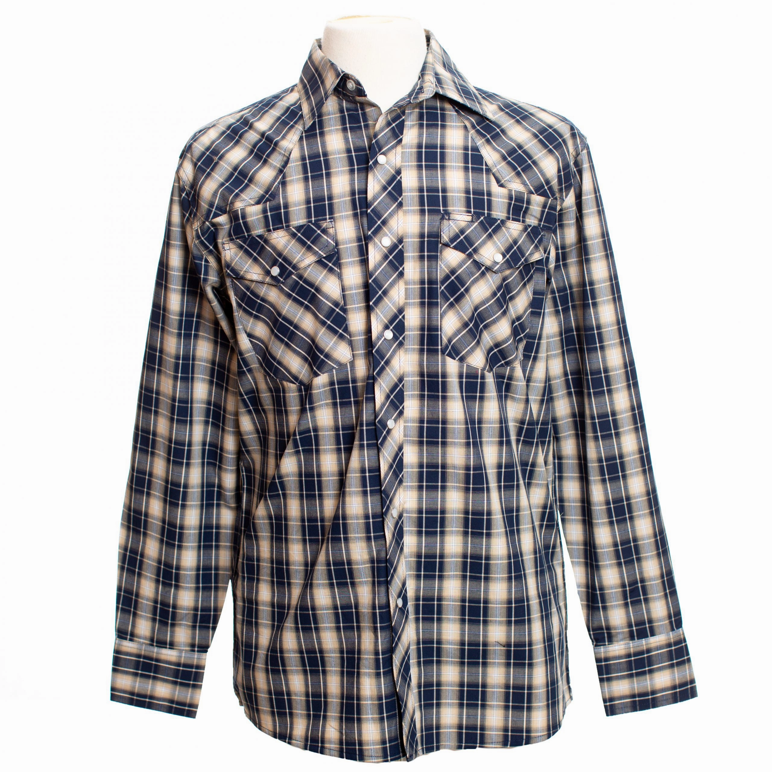 Relaxed Design Wyoming Traders Men??s Navy & Tan Shirt
