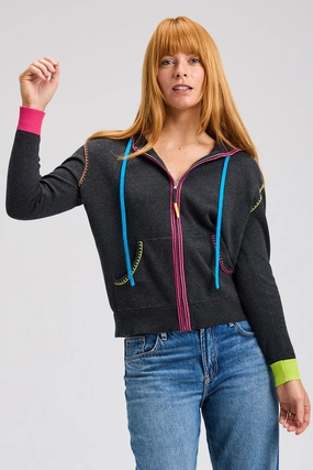 Winter Knit Layer Soft Fabric Zaket & Plover Heart Embroidered Hoodie