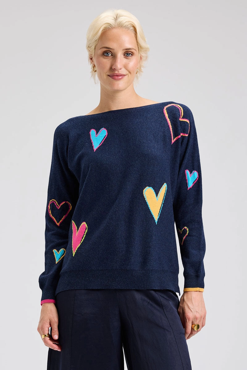 Zaket & Plover Intarsia Heart Sweater Chilly Day Knit