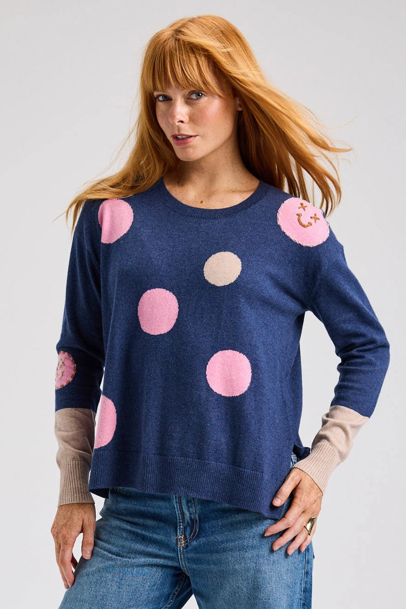 Zaket & Plover Spots Intarsia Sweater Hypoallergenic Wool Mix Sleek Look