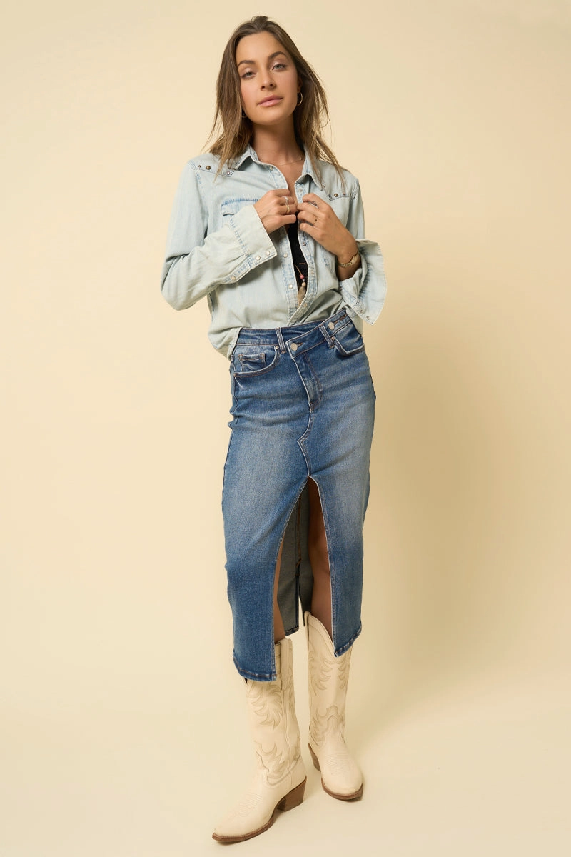 CROSSOVER MIDI SKIRT Minimalist Chic Chafe Resistant